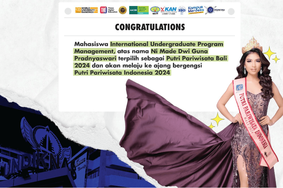 Denpasar – Ni Made Dwi Guna Pradnyaswari, seorang mahasiswa dari Program Studi International Undergraduate Program Management Universitas Pendidikan Nasional (Undiknas), berhasil meraih prestasi gemilang dengan terpilih sebagai Putri Pariwisata Bali 2024. Dengan pencapaian ini, Dwi Guna Pradnyaswari akan melanjutkan langkahnya untuk berkompetisi di ajang bergengsi Putri Pariwisata Indonesia 2024, yang akan diikuti oleh para finalis dari berbagai daerah di Indonesia.
Putri Pariwisata Indonesia merupakan ajang yang bertujuan untuk memilih duta pariwisata yang tidak hanya memiliki pengetahuan mendalam tentang keindahan dan potensi wisata daerah, tetapi juga mampu mempromosikan pariwisata Indonesia di tingkat nasional dan internasional. Para finalis diharapkan memiliki wawasan luas, keterampilan komunikasi yang baik, serta kepribadian yang kuat untuk menjadi representasi dari nilai-nilai budaya Indonesia yang kaya.
Dalam proses seleksi Putri Pariwisata Bali, Dwi Guna Pradnyaswari menunjukkan kemampuan luar biasa dalam berbagai aspek, termasuk pengetahuan tentang pariwisata Bali, kecakapan berkomunikasi, dan komitmen terhadap pelestarian budaya lokal. Keberhasilannya ini merupakan bukti dari dedikasi dan kerja keras yang telah dia lakukan selama ini.
Prestasi ini diharapkan dapat menjadi inspirasi bagi generasi muda, khususnya mahasiswa Undiknas, untuk terus berprestasi dan mengembangkan diri di berbagai bidang. Kemenangan Dwi Guna Pradnyaswari juga menunjukkan bahwa mahasiswa Undiknas tidak hanya unggul di bidang akademik, tetapi juga memiliki semangat untuk berkontribusi dalam memajukan pariwisata dan budaya Indonesia.
Keikutsertaan Dwi Guna Pradnyaswari dalam ajang Putri Pariwisata Indonesia 2024 juga menjadi kesempatan untuk mengharumkan nama Bali dan Undiknas di tingkat nasional, serta memperkenalkan lebih luas potensi pariwisata Indonesia kepada dunia.